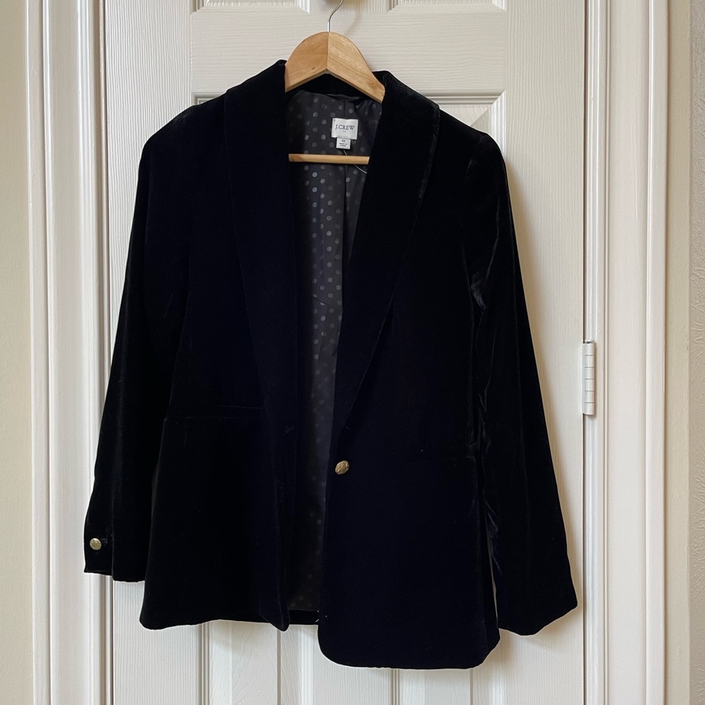 J Crew black velvet blazer in great condition!